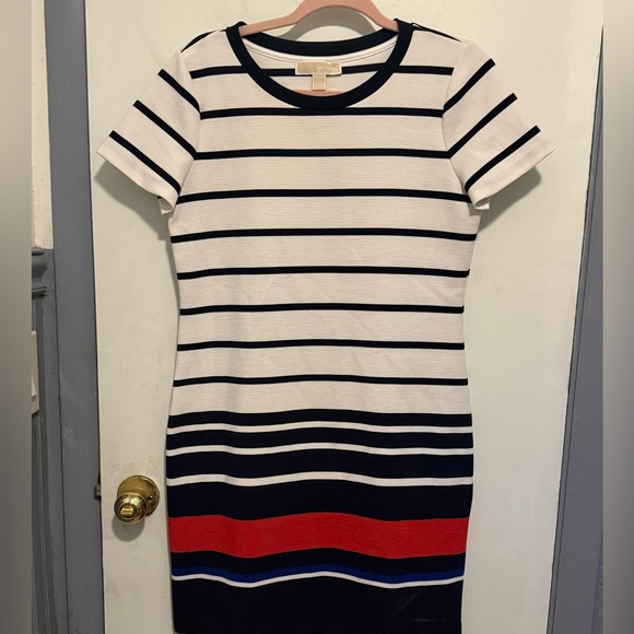 Michael Kors Navy and Red Striped Mini Dress - Picture 1 of 4